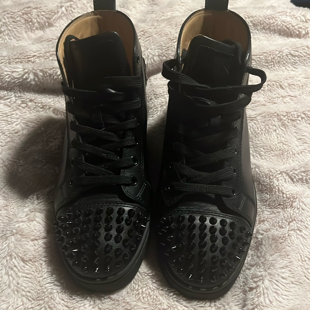 Christian Louboutin Leather High Top Spike Sneakers (size 39)